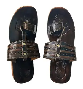 Agadi Men's Traditional Leather Chappal – Handmade Kolhapuri-Style Slippers for Ethnic, Casual (brown, UK Footwear Size System, Adult, Men, Numeric, Medium, 7)