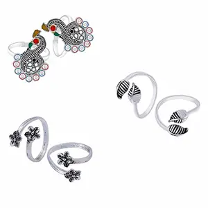 NM CREATION Silver Plated Toe Ring(3 Pair) Adjustable Bichhiya Lovely Stylish Toe Ring Alloy