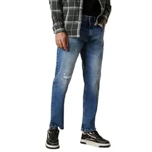 WROGN Men's 100% Cotton Jeans | Distressed | Anti Fit