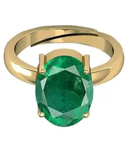 DAURAYA GEMS Certified Natural 12.25 Ratti 11.61 Carat Zambian Emerald Panna Gold Adjustable Ring for Women's and Men's (HIJ0164)