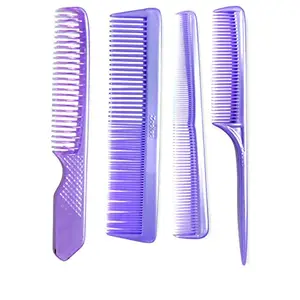 FYNX Set of 4 Professional Hair Cutting & Styling Comb Kit - Color May Vary As per Stock. (PURPLE)