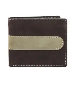 RL W 13 -Blkgn Black & Olive Green Leather Nubuck Middle Rib Wallet for Men