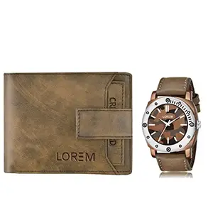 LOREM LOREM Combo of Men Watch & Artificial Leather Wallet-FZ-WL23-LR53