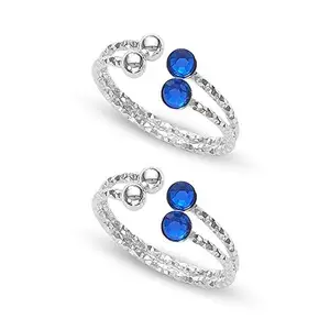 Amazon Brand - Anarva 925 Sterling Silver Blue Stone Toe Rings for Women BIS Hallmarked