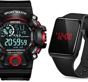 RPS FASHION WITH DEVICE OF R Digital Watch with Square LED Boys & Girls Watches Shockproof Turquoise Dial Black Strap (RED+Digital+Big)