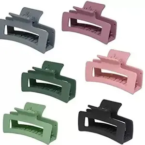 ANANYA Hair Claw Clips, 6PCS Strong Hold Rectangle Claw Hair Clips Bright Color Hair Jaw Clamp Non-Slip Catch Hair Styling Accessories for Women Girls.,.,