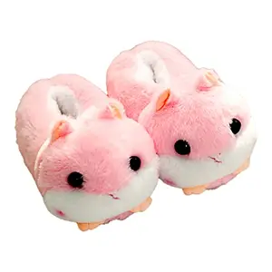 KOMTO Girls Cartoon Animal Slippers Funny Plush Shoes Indoor Non-Slip Casual Winter Warm Comfort House Shoes Uk Size 8 (Pink)