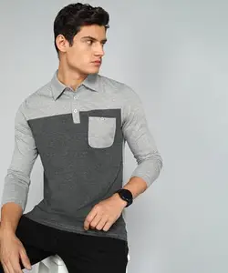 GLITO Printed Men Polo Neck Grey T-Shirt () BZ_PT0602067D-L