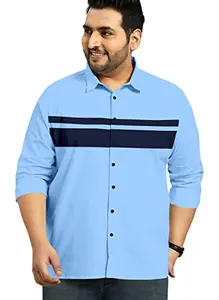 Men's Solid Slim Fit Cotton Casual Shirt with Spread Collar & Full Sleeves (Pack of 1) (3XL, Sky Blue)