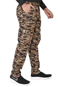 Camouflage Pattern Track Pants for Men (Brown/Buscite, 34)