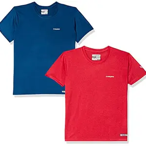 Charged Brisk-002 Melange Round Neck Sports T-Shirt Red Size Xs And Charged Endure-003 Chameleon Spandex Knit Round Neck Sports T-Shirt Teal Size Xs