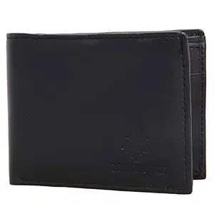 THE STAGROS Belmond Black Single Fold Genuine Leather Wallet