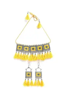 Yellow Tassel Choker Necklace for Women, Trendy Jewelry with Vibrant Color and Playful Design