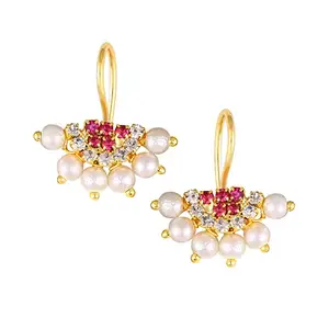 VFJ VIGHNAHARTA FASHION JEWELLERY Vighnaharta Maharastrian Culture Bugadi Gold Plated alloy Artificial Stones & Beads Studded PressBugadi Earrings valentine day gift valentineday gift for her gift for him gift for women gift for men love gift gifts ValentinesDay2023 for Women and Girls [VFJ1028BUGADI-Pink]