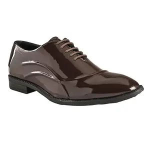 Longwalk Men Patent Oxfords Textured Formal Shoes Brown