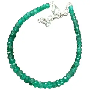 LKBEADS Beryl Emrald Bracelet with Silver Plated Clasp – 3-3.5mm Rondelle Beads – Faceted Cut – 7 inch – Healing, Fashion, Gift, Spiritual, Yoga|LK_STACK_00926