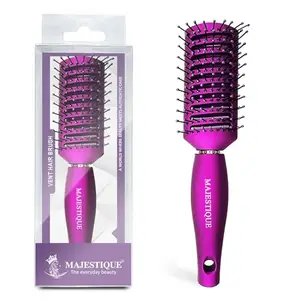 Majestique Vented Hair Brush 9 Row - Vente Hairbrush for Men and Women, Vent Brushes With Tipped Bristles for Wet Short Curly Straight Hair for Blow Drying & Hair Styling