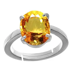 Stone Place 4.00 Ratti 3.00 Carat Citrine Ring Sunela Certified Natural Original Oval Cut Precious Gemstone Citrine Silver Plated Adjustable Ring Size 16-26