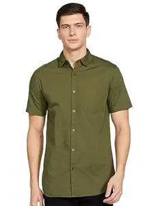 Amazon Brand - Symbol Men's Cotton Shirt | Casual | Plain | Half Sleeve | Summer - Regular Fit (Available in Plus Sizes)
