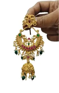 KGR Splash PEacock Design Small Green BEads Ring Design Short Jada Billai