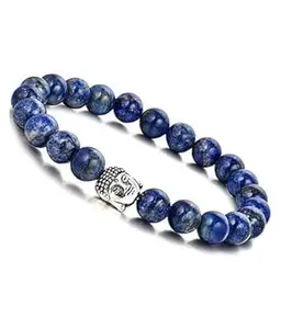 Sids Jewels Dyed Lapis Lazuli Buddha Bracelet for Men & Women | 8mm Round Gemstone Beads | Stretch Crystal Reiki Healing Bracelet | Handcrafted Spiritual Energy Jewelry
