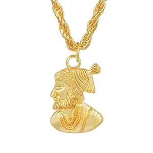 Morir Micron Gold Plated Chhatrapati Shivaji Maharaj Chain Pendant Locket Necklace Religious Jewellery for Men and Women