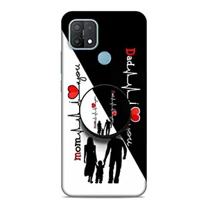 Screaming Ranngers Designer Printed Hard Matt Finish Mobile Case Back Cover with Mobile Holder for Oppo A15 / A15S (Mom and Dad/Family)