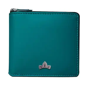 VEGAN Smooth Leather RFID Protected Teal Women Mini Wallet