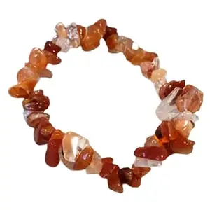 RRJEWELZ Natural Carnelian Nugget Chips Shape Smooth Cut 4-10mm Beads 7.5 inch Stretchable Bracelet for Healing, Meditation, Prosperity, Good Luck | STBR_02507