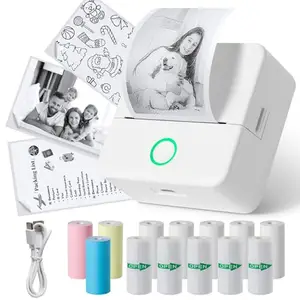 Aglaiprty Thermal Sticker Printer with 13 Rolls Paper, Portable Inkless Mini Label Maker, Bluetooth Wireless Impresora for All Phone, Free Cut Printer for Notes & Children DIY, for Women Kids