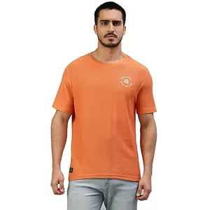 Royal Enfield Men's Regular Fit T-Shirt (TSA230008_Peach