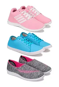 Bersache Sports (Walking & Gym Shoes) Running, Loafers, Sneakers Shoes for Women Combo(MR)-1704-1670-1543 Multicolor (Pack of 3)