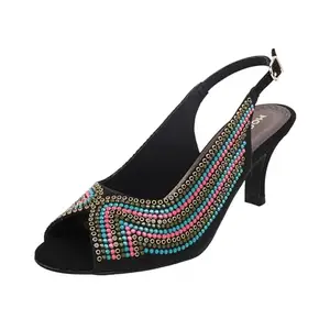 Mochi Women Black Party Synthetic Sandals Uk/4 Eu/37 (35-284)