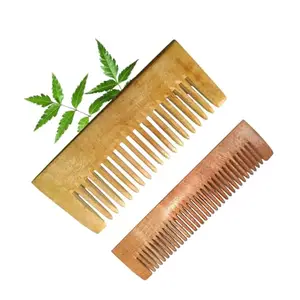 Handmade Organic Small Shampoo And Pocket Kachi Neem wooden Comb Combo for hair growth