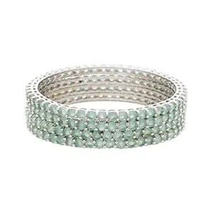 MANIKYA Bangles with Pure Platinum Rhodium Plating for women and girls (MINT GREEN, 2.8)