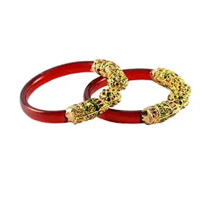 MAYA FASHION Red Gold Platted Acrylic-Brass Bangle With Extra Large Size Exquisite Plus Size Bangle