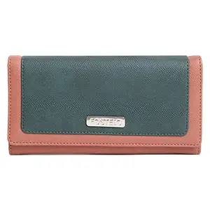Fostelo Women's Faux Leather Three Fold Wallet (Green) (Medium)