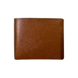 LIDA FASHION Genuine Leather Bifold Wallet for Men, Tan, 6 Card Slots, ID Window, Multiple Compartments, 12 cm x 9 cm