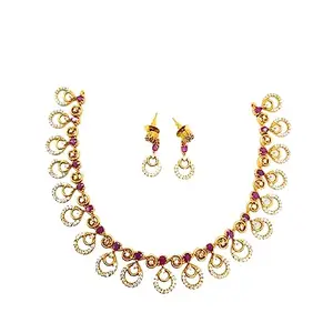 Rahanjo Enterprises - One gram Micro Gold Plated Necklace set for Women and Girls
