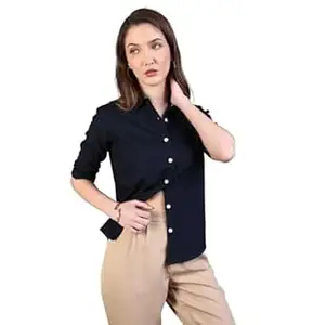 Urbano Fashion Women's Modal Viscose Full Sleeve Regular Fit Casual Solid Shirt with Regular Collar