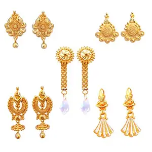 oh wow Gold-plated Copper and Apatite Jhumki Earrings for Women & Girls, Grey