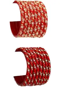 Somil Set of 2 Stylish Bangles/Kadas – Perfect for Celebrations, Festive Looks, and Daily Elegance, Red, Red