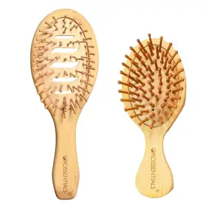 OROSSENTIALS Bamboo Hair Brush with bamboo bristles Wooden Hair Brush for Women & Men Wooden Hair Brushes with Ergonomic Handles Combo Pack of 2