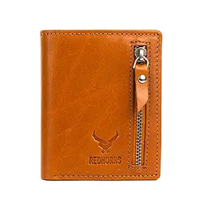 REDHORNS Genuine Leather Wallet for Men | RFID Protected Mens Wallet with 6 Credit/Debit Card Slots | Slim Leather Purse for Men (ARD350R6_Tan)