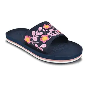 Maxsole Florel Navy | Soft comfortable and stylish | Anti Skid | Lightweight | Flexible | Outdoor & Indoor | Slipper for Women (5)