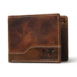 MaheTri Judson Men's Genuine Leather RFID-Blocking Bifold Wallet With Multiple Card Slots | Ideal for valentines day gifts | Gift for him, Brown, Leather Wallet