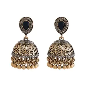 Kushal's Fashion Jewellery Black Oxidised Gold Plated Casual Trendy Earring - 428066