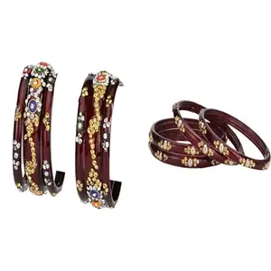 Somil Elegant Combo Bangles For Women & Girls | Stylish Bangles Set For Everyday & Functions, Pack Of 10, Maroon, Maroon -B546
