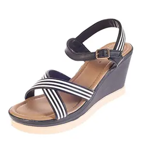 Cleo Women Black Outdoor Sandals-7 UK (40 EU) (8 US) (516043516)