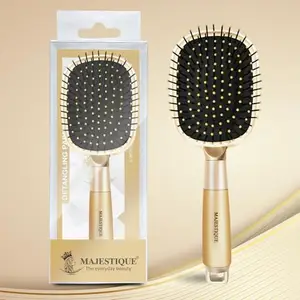 Majestique Hair Paddle Brush for Women & Girls – Detangling Brush for Wet & Dry Hair – Smoothing, Straightening & Blow Drying Styling Tool – Daily Hair Care Essential (Gold Series)